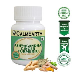 Calm Earth Ashwagandha Ginger Turmeric Organic Herbal Capsule 100% Pure