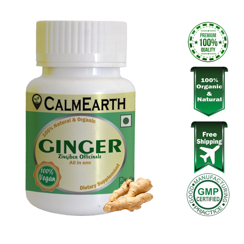 Calm Earth Ginger Organic Herbal Capsule 100 Pure ZINGIBER OFFICINALE