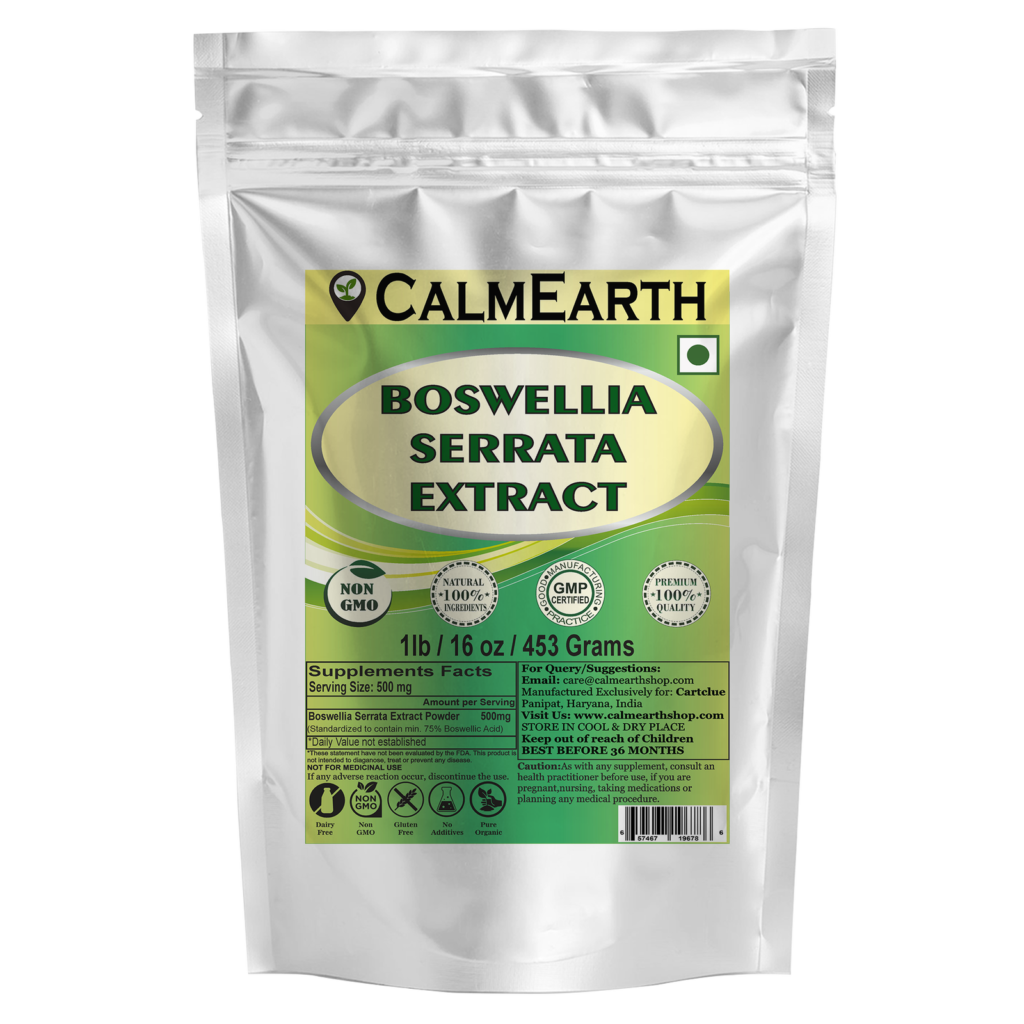 boswellia-serrata-extract-powder-1lb.png CalmEarth Boswellia Serrata Extract Powder – 75% Boswellic Acids (Shallaki) - Image 1