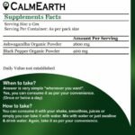 CalmEarth Organic Ashwagandha with Black Pepper Powder (Withania somnifera & Piper nigrum) - Image 4