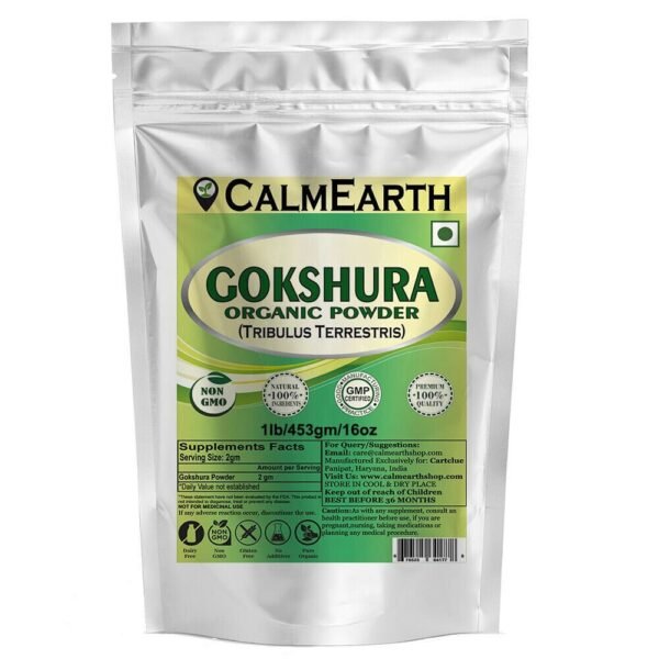 CalmEarth Organic Gokshura Powder (Tribulus terrestris)