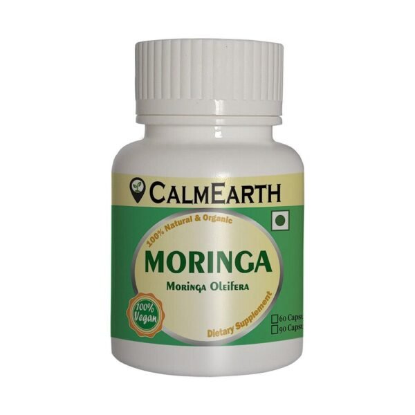 CalmEarth Organic Moringa Capsules (Whole Leaf Powder)