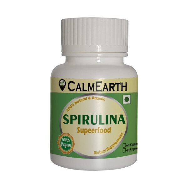 CalmEarth Organic Spirulina Capsules (Whole Algae Powder)