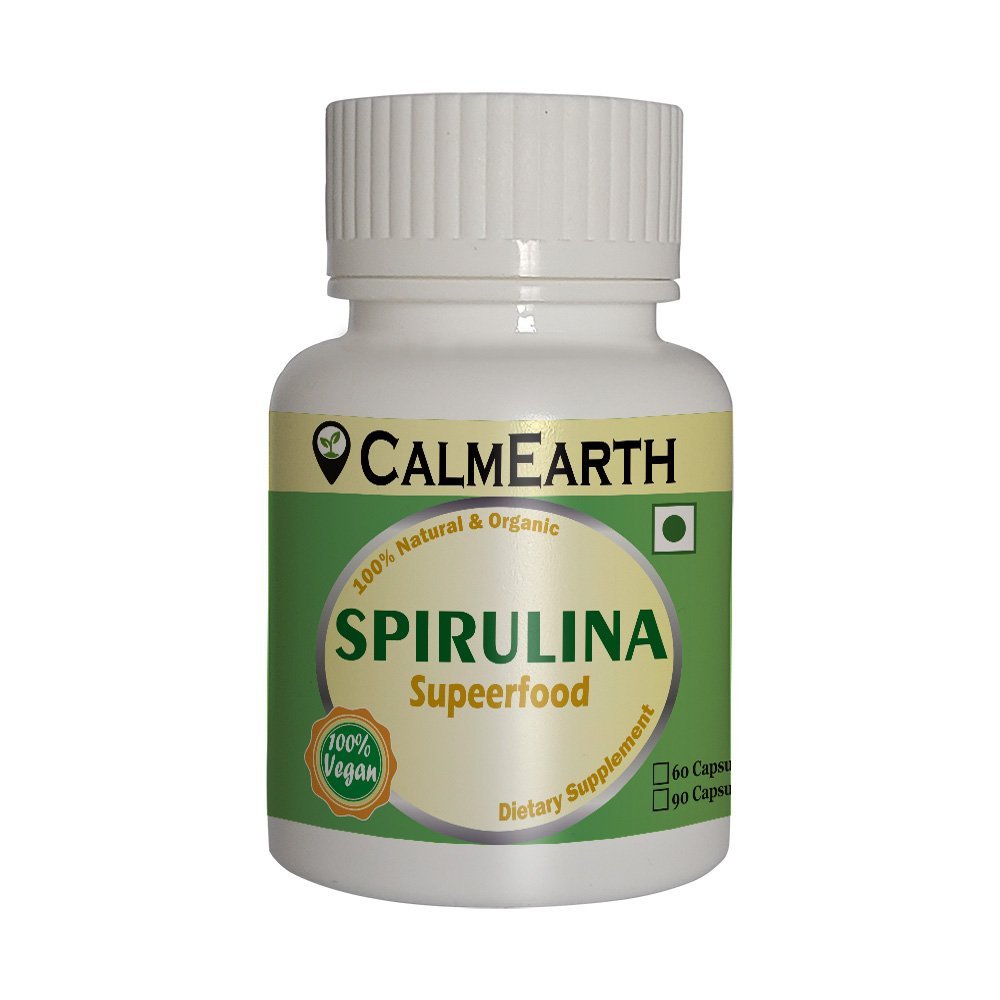 organic-spirulina-capsules-front.jpg CalmEarth Organic Spirulina Capsules (Whole Algae Powder) - Image 1
