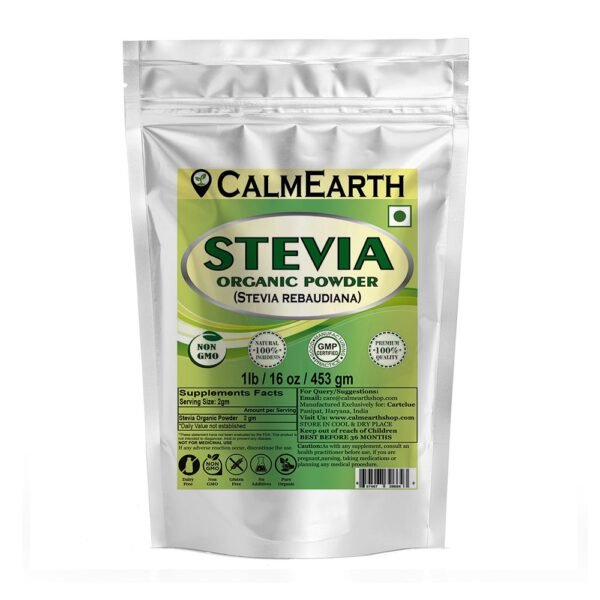CalmEarth Organic Green Stevia Powder (Whole Leaf)