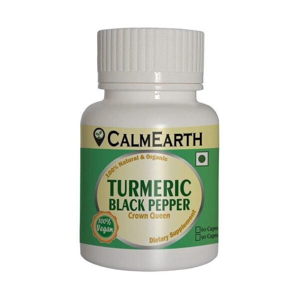 CalmEarth Organic Turmeric + Black Pepper Capsules (Whole Powders)