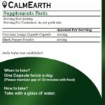 CalmEarth Organic Turmeric + Black Pepper Capsules (Whole Powders) - Image 4