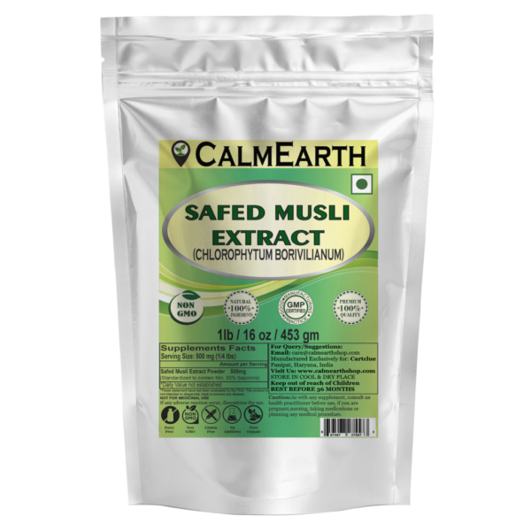 CalmEarth Safed Musli Extract Powder – 50% Saponins (Chlorophytum borivilianum)