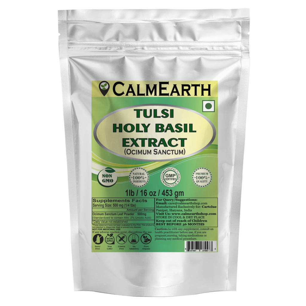 tulsi-extract-powder-1lb.png CalmEarth Tulsi Extract Powder – 2% Ursolic Acid (Holy Basil) - Image 1